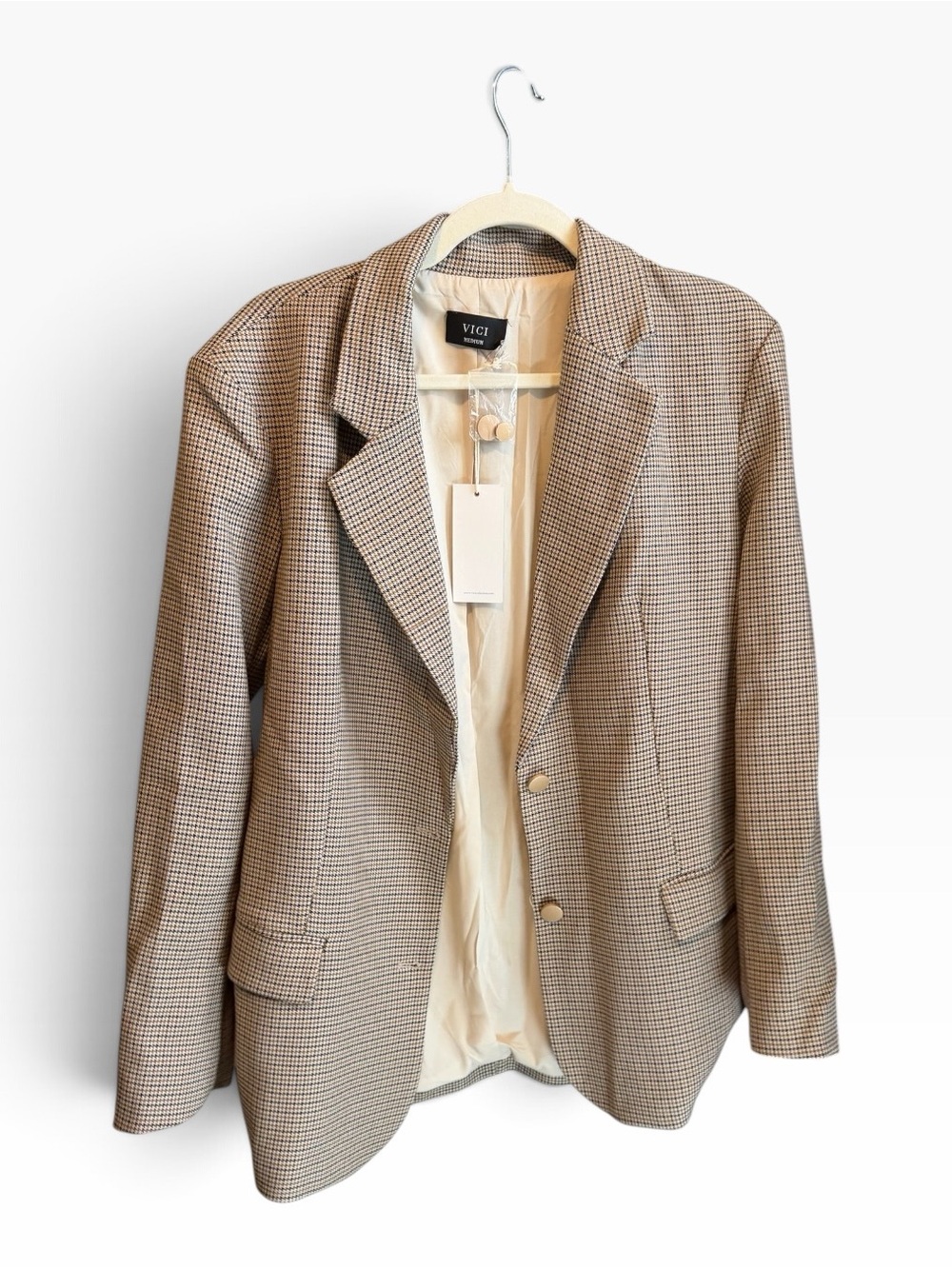 VICI Neutral Tan Houndstooth Blazer